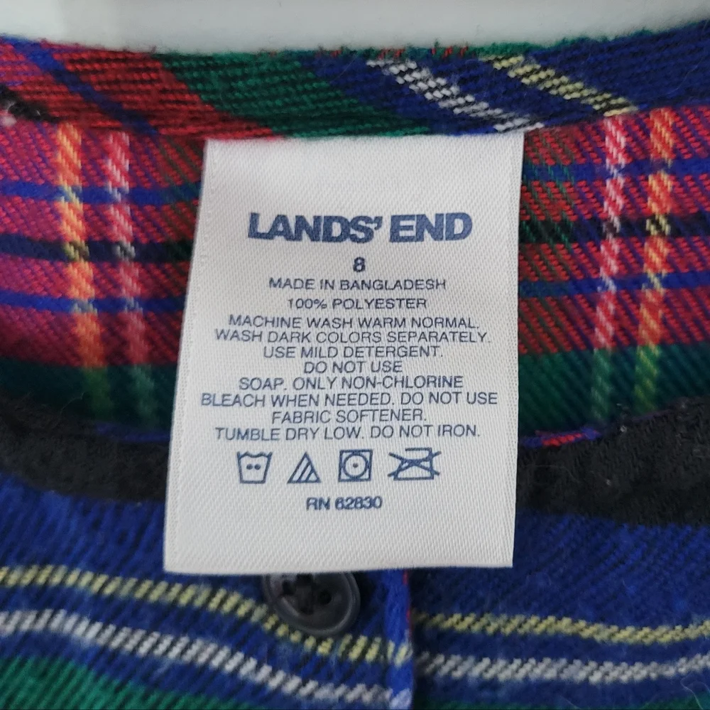 Lot of 2 Lands‎ End Girls Plaid Flannel Nightgowns Size 8 Christmas Festive